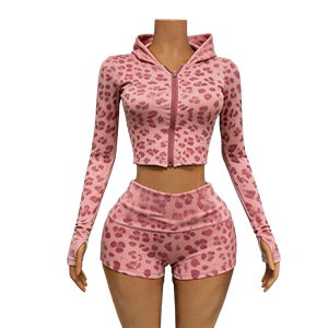 Combinaison Courte Femme Personnalisée Imprimé Léopard Manches Longues Zippée Devant Moulante Décontractée Coupe Slim Imprimé Animal - Product Image 5