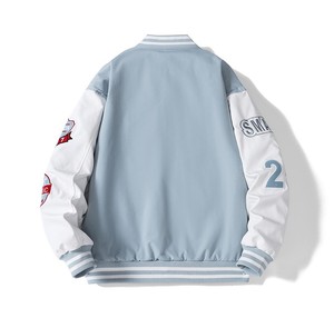 Veste universitaire unisexe personnalisée avec logo d'équipe brodé, manches en cuir et laine, style streetwear pour club sportif, vente en gros OEM en vrac - Product Image 2