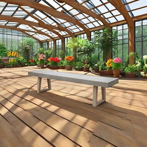 Banco de Hormigón Ligero y Ecológico con Patas de Madera para Interiores y Exteriores, Muebles de Jardín - Product Image 1