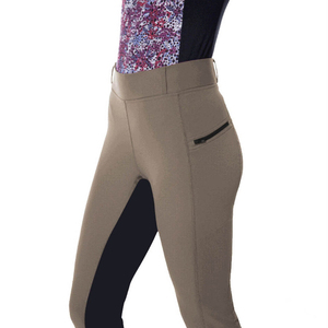 Pantaloni da Equitazione a Vita Bassa con Seduta Completa, Leggings da <span class=keywords><strong>Donna</strong></span> per Equitazione con Patch al Ginocchio, Traspiranti in Spandex e Poliestere di Alta Qualità Personalizzabili - Product Image 3
