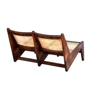 Sofá de 2 Plazas de Madera Maciza Estilo Pierre Jeanneret, Diseño Moderno de Mediados de Siglo, Resistente para Exteriores, Tipo Loveseat, con Ratán, Banco Bajo y Fácil de Transportar, Venta al por Mayor - Product Image 6