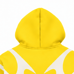 Sudadera con capucha amarilla con paneles en contraste y cremallera completa para hombre, estilo urbano, manga larga, personalizada, informal, de forro polar, con bolsillos. - Product Image 4