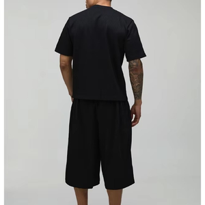 Men New Casual Shorts <b>Sets</b> Men 2 Piece Baggy Outfits T-Shirt Drop Shoulder Short Sleeve and Drawstring Shorts for Summer - Product Image 1