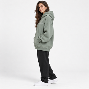 Sweat-shirt à capuche pour femme, couleur unie, coton, polaire de bambou, pull décontracté avec poches, logo sur le devant, vêtements d'automne - Product Image 5