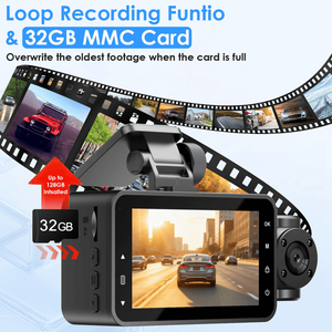 Dash Cam a 3 Canali 1080P Full HD per Auto con Telecamera Frontale a 140 Gradi, Telecamere Interne e Posteriori 480P, Copertura a 360 Gradi - Product Image 5
