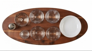 Plateau de service rond en bois biologique de qualité supérieure Bold Blossom, non pliable, avec porte-verres, support de rangement minimaliste pour la cuisine - Product Image 5