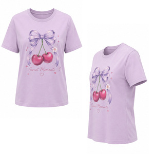Camiseta de Verano para Mujer con Estampado Gráfico, Botones, Cuello Redondo, Manga Corta, Algodón Suave, Estilo Casual, Personalizable, Marca Privada, Pedido al por Mayor - Product Image 5