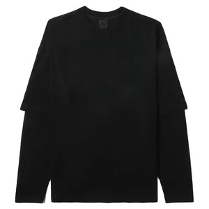 Camiseta de hombre de doble capa con mangas, lisa, de ajuste holgado, de algodón suave, lavable, estilo oversize - Product Image 1