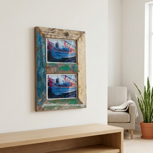 Handcrafted Photo <b>Frame</b> Eco-Friendly Reclaimed Boat Wood Original Color for <b>Wall</b> Home Decoration Living Room Bedroom Wholesale - Product Image 3