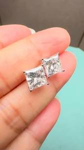 2ct Each Princess Cut Lab Diamond <b>Studs</b> | 14K Gold Solitaire Earrings | Luxury Everyday Jewelry - Product Image 5