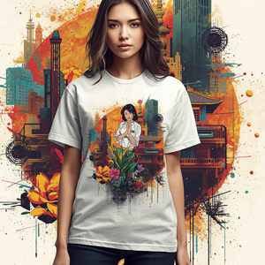 Camiseta de Mujer Estilo Vietnamita, Algodón Casual con Estampado Cultural, Personalización OEM ODM - Product Image 4
