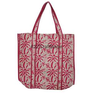 Bolsa de Mano Grande Multicolor con Estampado Floral, 100% Algodón Puro, Acolchada, Ecológica, con Asa Larga para la Playa y Compras - Product Image 4