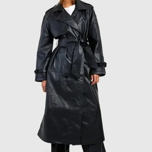 Wholesale 2026 Winter New Belt style Fashion Extended Korean Long leather women's formal Women's Coat - Product Image 3