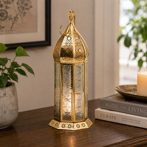 Brass Moroccan Candle <b>Lantern</b> Holder Metal Hanging <b>Hurricane</b> <b>Lantern</b> Home Decor Wedding Ramadan Table Centerpiece Gift Light - Product Image 2