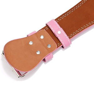 Ceinture de musculation personnalisée pour la musculation et la remise en forme, couleur rose clair, en cuir, pour adulte - Product Image 4