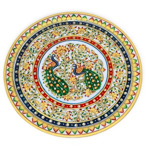 12 Inch Handcrafted Marble <b>Decorative</b> <b>Plate</b> with Peacock Design | Marble Wall <b>Plate</b> | Luxury Table Décor & Gift Item - Product Image 2