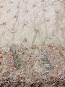 Luxury Beaded Silk Fabric Embroidered Floral Silk Cloth Handwork Beads <b>Sequin</b> Fabric Wedding Dress Saree Lehenga <b>Material</b> - Product Image 4