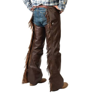 Chaparreras de Cuero Marrón Premium para Montar a Caballo, Estilo Vaquero, con Flecos, para Hombre, Protección Ecuestre, para Motocicleta - Product Image 3