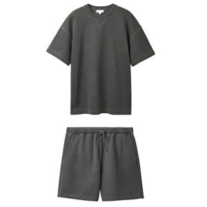 Ensembles d'été décontractés unisexes en gros : shorts et t-shirts, survêtement uni 100 % coton léger et respirant - Product Image 3
