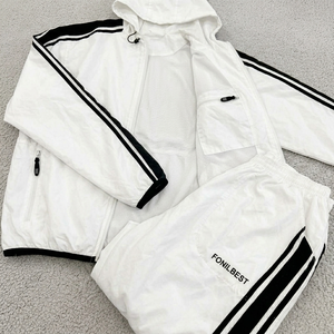 Chándal Unisex con Capucha Blanca, Manga Larga, Color Sólido, Ligero, de Poliéster, Estilo Deportivo Informal, para Verano - Product Image 3