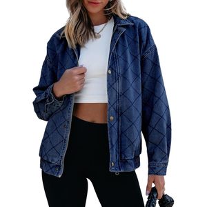 2025 chaqueta vaquera de gran tamaño Zimbaplatinum para mujer, abrigo vaquero de manga larga con trajes de Primavera de moda para 2025 - Product Image 2