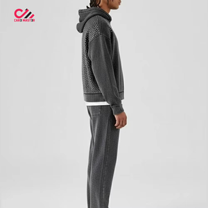 Conjunto Deportivo Personalizado para Hombre con Pedrería, Estilo Moderno, Sudadera con Capucha y Pantalones de Corte Regular, Cómodo, a la Moda, Invierno, 100% Algodón, Transpirable, Casual - Product Image 1