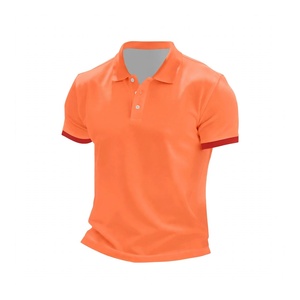 <b>Men</b> <b>Orange</b> Polo <b>Shirt</b> Custom Short Sleeve Cotton Casual Wear Summer Sports Top Fashion Slim Fit Breathable Solid Colour Business - Product Image 1