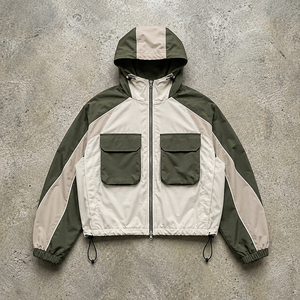 Men's Color Blocking Windproof <b>Racer</b> <b>Jacket</b> Stand Collar Zipper Closure Sporty Style Autumn Wear - Product Image 6