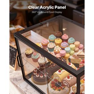 Vetrina Espositiva Commerciale a 2 Livelli in Acrilico Trasparente per Pasticceria, Cucina, Feste e Conservazione Torte - Product Image 3