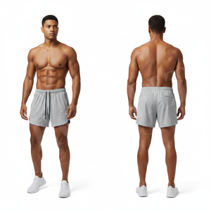 Shorts de sport en polyester à séchage rapide, respirants, pour la course à pied, la gym, l'entraînement, avec taille élastique et logo personnalisé. - Product Image 2