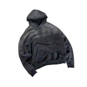 Prix de gros, faible MOQ, sweat à capuche en coton French Terry délavé à l'acide, effet vieilli vintage, pour hommes - Product Image 5