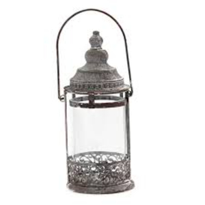 Modern Style Grey Metal & Glass Hanging <b>Candle</b> <b>Lantern</b> With Handle Decorative Iron <b>Candle</b> Holder For Indoor Outdoor Home Decor - Product Image 6