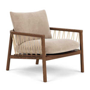 Sillón Moderno Escandinavo Tapizado con Estructura de Madera y Cojines de Lino para Sala de Estar, Muebles para el Hogar - Product Image 4