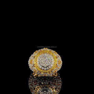 Anillo de Campeonato con Diamantes Cultivados en Laboratorio para Hombre, Anillo de Oro Amarillo con Incrustaciones de Diamantes, Anillo de Lujo Estilo Hip Hop - Product Image 1