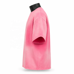 เสื้อยืดคอกลมแขนสั้นผู้ชายสีชมพู ลายมัดย้อม ทรงโอเวอร์ไซส์ ผ้าฝ้ายถัก 100% สีพื้น ย้อมสีเรียบ รุ่น 2027 - Product Image 6