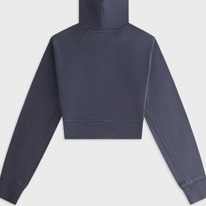 Hoodie court et personnalisable pour femme, prix avantageux pour les acheteurs en gros, service OEM, coupe décontractée, couleur unie avec logo 2026 - Product Image 6