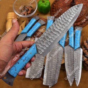 Juego de Cuchillos de Cocina de Acero de Damasco de Grado Industrial, Hoja Forjada de Espiga Completa, Ecológico, Ambidiestro, Ligero, con Mango de Madera - Product Image 4