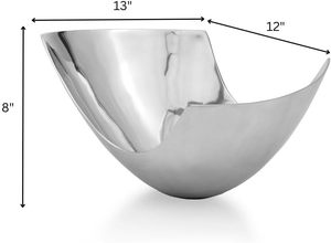 Bol décoratif moderne en aluminium argenté, style abstrait, pour fruits, centre de table, décoration esthétique pour la maison et le bureau - Product Image 3