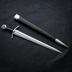 ดาบเหล็กกล้าไร้สนิมทำมือ พร้อมด้ามจับหนังและปลอกดาบ ใบมีดปลายแหลม - Product Image 6
