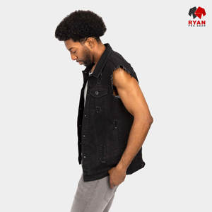 Gilet en jean unisexe sans manches, design personnalisé, écologique, tendance, avec logo personnalisé, Ryan Pro Gear - Product Image 1