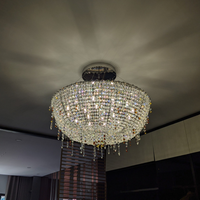 Lustre en cristal français décoratif de luxe, lampe de plafond moderne simple pour salon et chambre à coucher