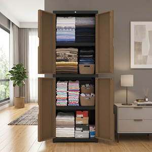 Armario/Ropero Portátil de Plástico Nandos, Diseño Beige Ratán con Espejo, Gran Capacidad, Almacenamiento Ecológico para Dormitorio - Product Image 2