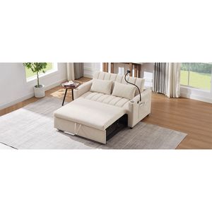 Divano Letto Convertibile da 142 cm con Tre Porte USB, Due Tasche Laterali e Due Supporti Girevoli a 360 Gradi per Telefono - Product Image 6