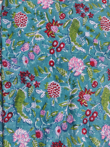 Tela de Algodón Floral con Estampados a Mano Multicolores Vibrantes para Decoración del Hogar, Fundas de Cojines, Costura y Manualidades - Product Image 2