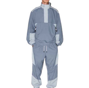 Ensemble survêtement coupe-vent homme colorblock léger avec veste zippée et pantalon de jogging élastique – Personnalisable OEM, Sportswear, Streetwear - Product Image 1