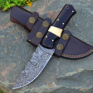 Custom Handmade Damascus Steel Hunting <b>Knife</b> Overall Length 8.5 inches <b>Handle</b> Made Of <b>Bone</b> and Wenge Wood - Product Image 1