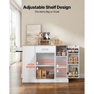 Carrello da Cucina in Legno con Isola e Spazio di Archiviazione, Larghezza 42,36 Pollici, 2 Cassetti e Armadietto per Sala da Pranzo - Product Image 6