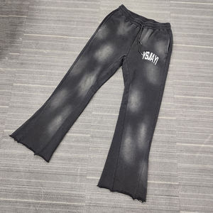 Customized Flare Pants Women Casual Loose Fit Elastic Waist Full Length Knitted Solid Color With Logo Autumn Wear - Product Image 1