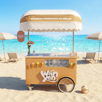 Chariot alimentaire mobile moderne personnalisé Eto170cm avec réfrigérateur, auvent pliable pour la vente de café, de glaces et de snacks en extérieur