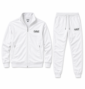 FURAT LEATHERS <b>White</b> Black Solid Men's Windbreaker Tracksuit Set Polyester/Cotton Eco-Friendly Winter <b>2</b>-<b>Piece</b> Casual Breathable - Product Image 2